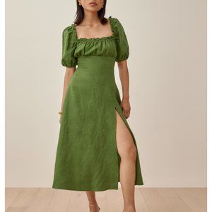 Reformation Jacqueline Linen Dress - Moss